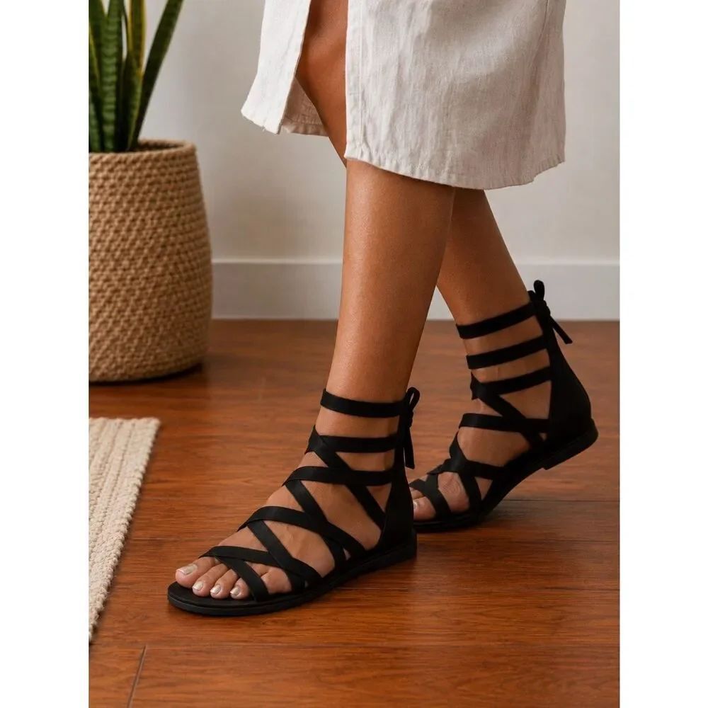 Torrid synthetic Black Lace-Up Strappy Gladiator Sandals SZ10WW
